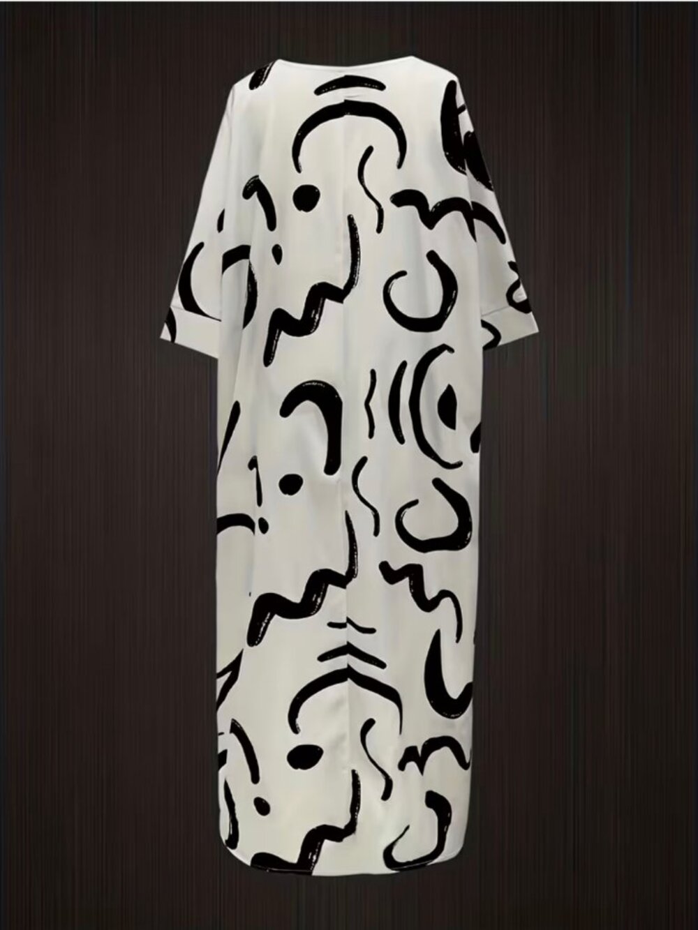 Black & White Abstract Print Flowy Two-Piece Pant Set - Picture 2 of 3